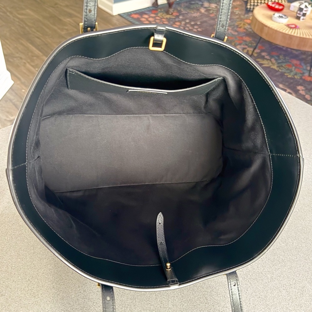 SAINT LAURENT Large Black Croc-Effect Leather Shopping Tote / Shoulder Bag - Picture 11 of 12